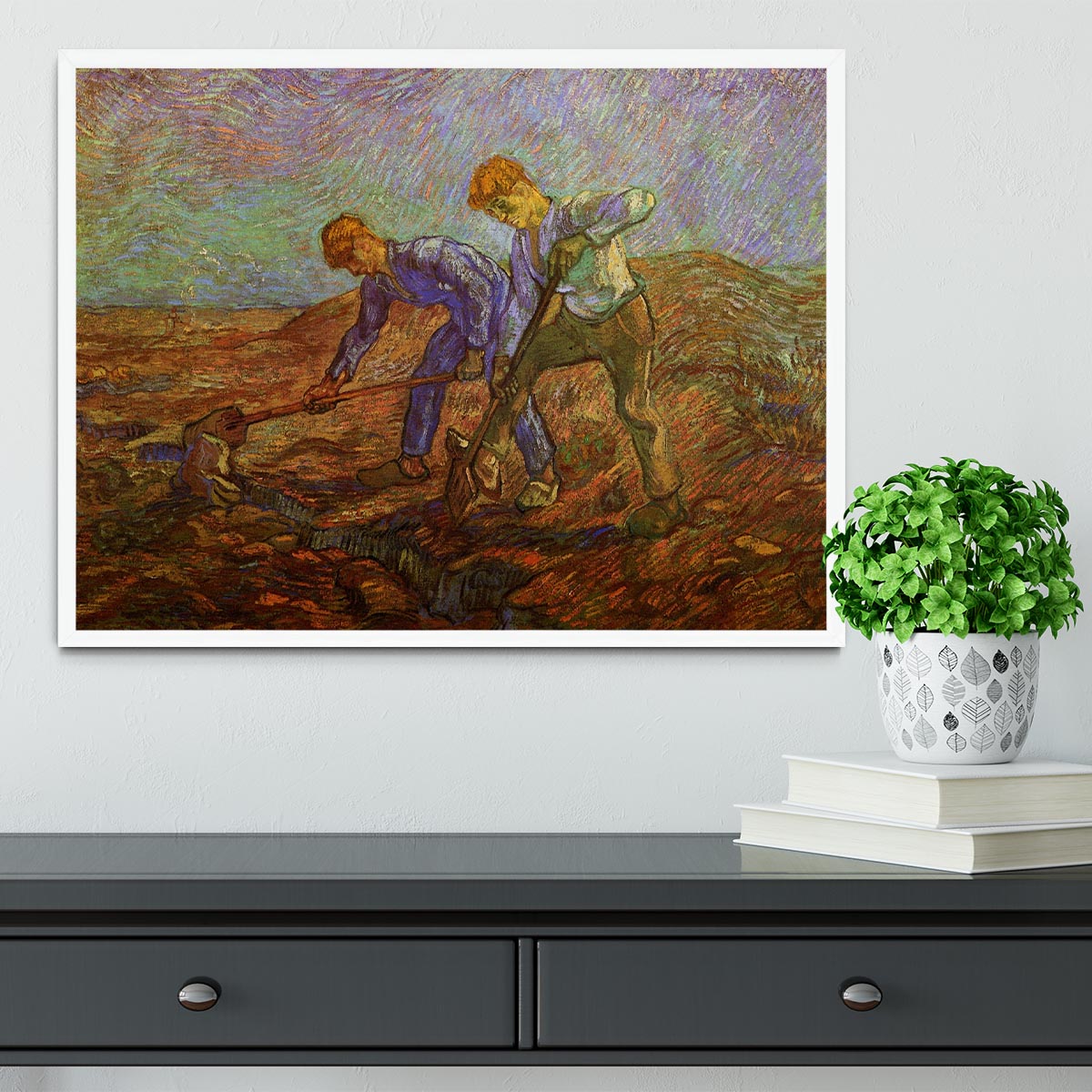Two Peasants Digging by Van Gogh Framed Print