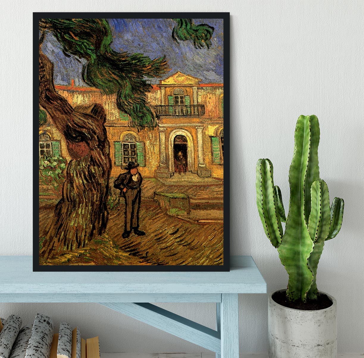 Van Gogh Pine Trees with Figure in the Garden of Saint-Paul Hospital Framed Print