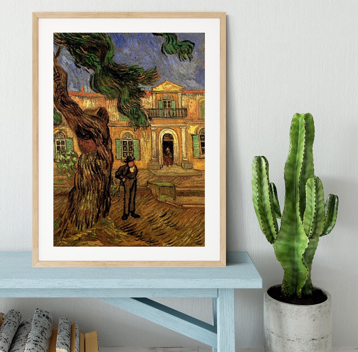 Van Gogh Pine Trees with Figure in the Garden of Saint-Paul Hospital Framed Print