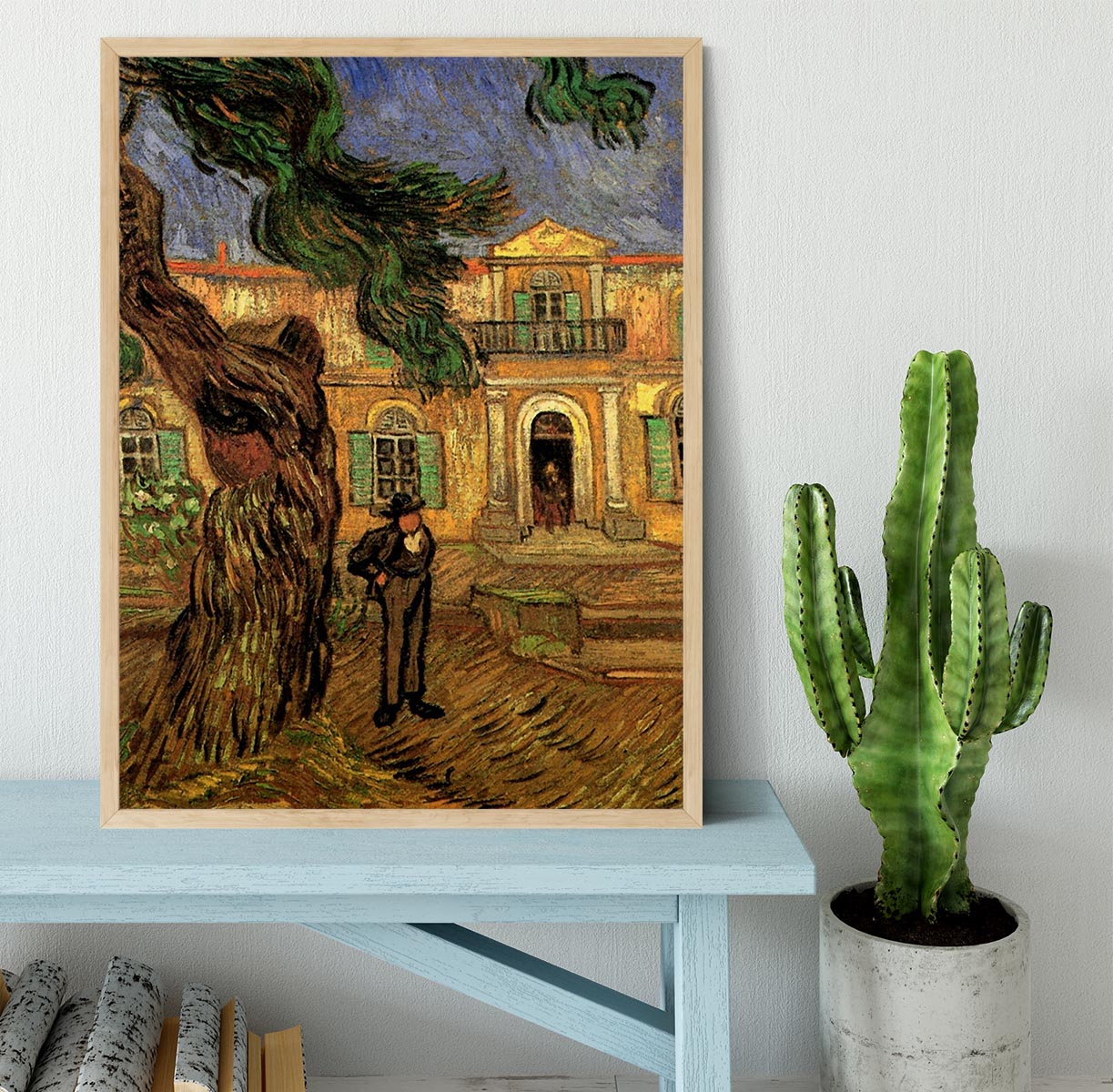 Van Gogh Pine Trees with Figure in the Garden of Saint-Paul Hospital Framed Print