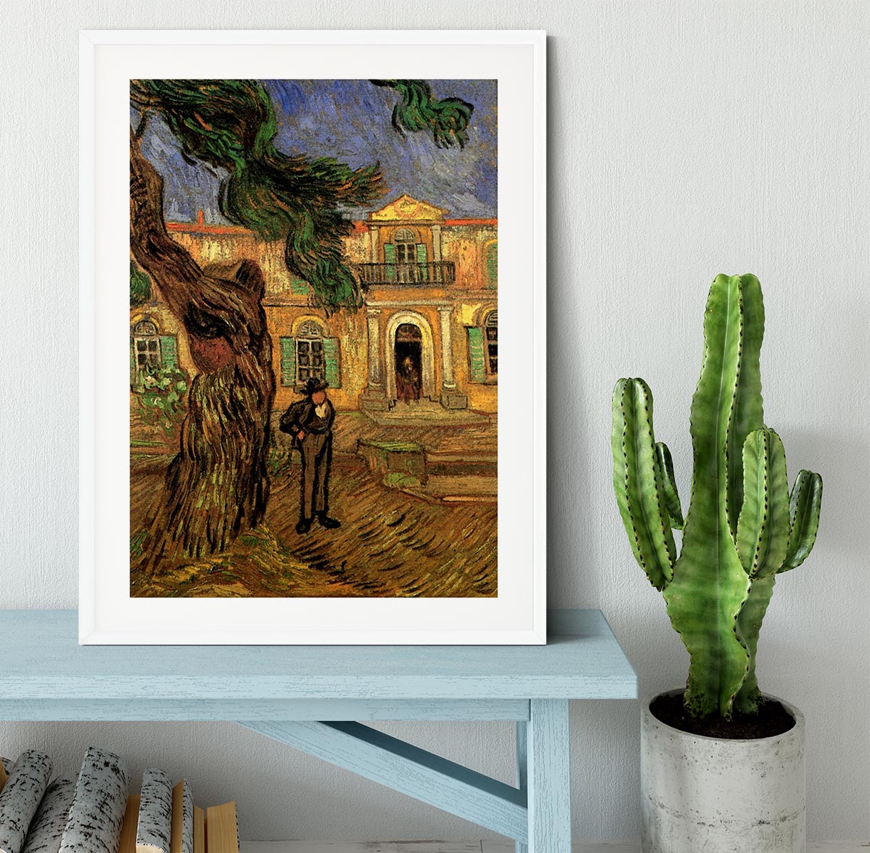 Van Gogh Pine Trees with Figure in the Garden of Saint-Paul Hospital Framed Print