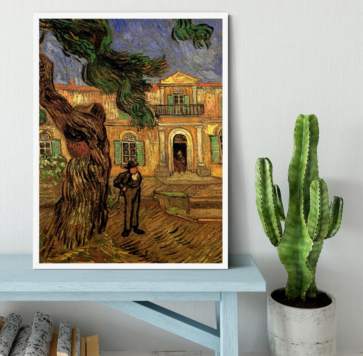 Van Gogh Pine Trees with Figure in the Garden of Saint-Paul Hospital Framed Print