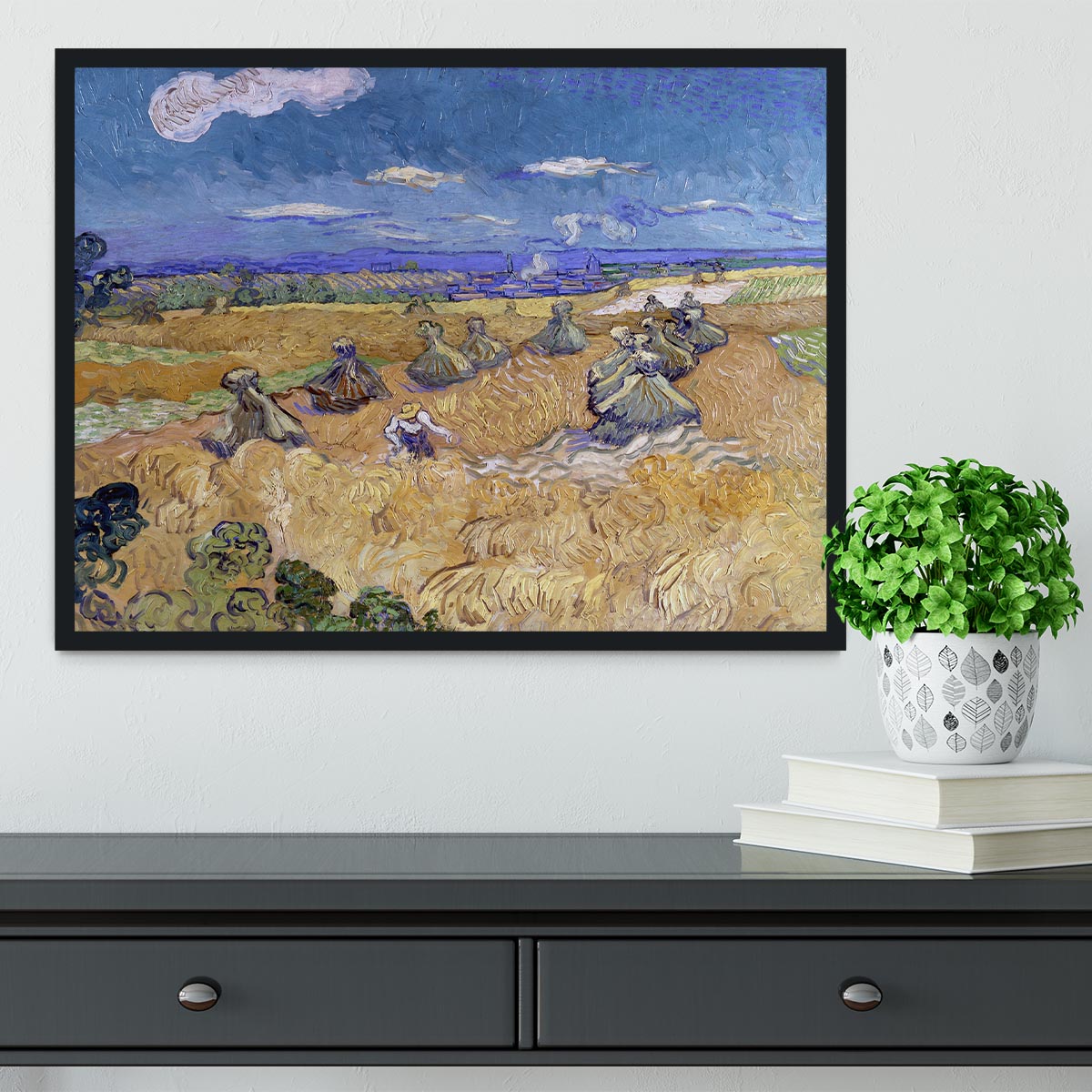 Van Gogh Wheat Fields with Reaper at Auvers Framed Print