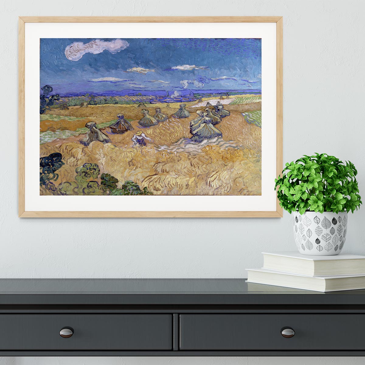 Van Gogh Wheat Fields with Reaper at Auvers Framed Print