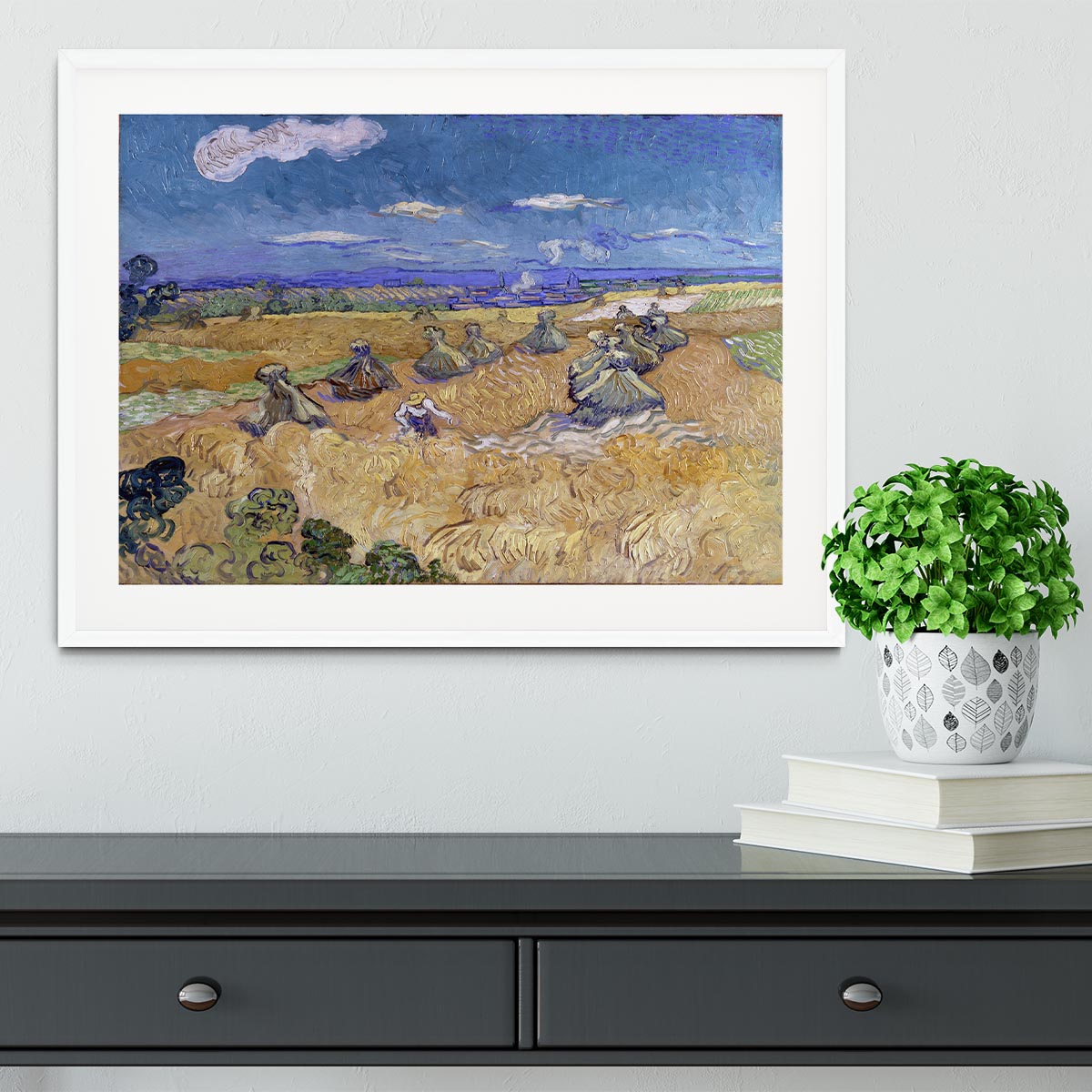Van Gogh Wheat Fields with Reaper at Auvers Framed Print