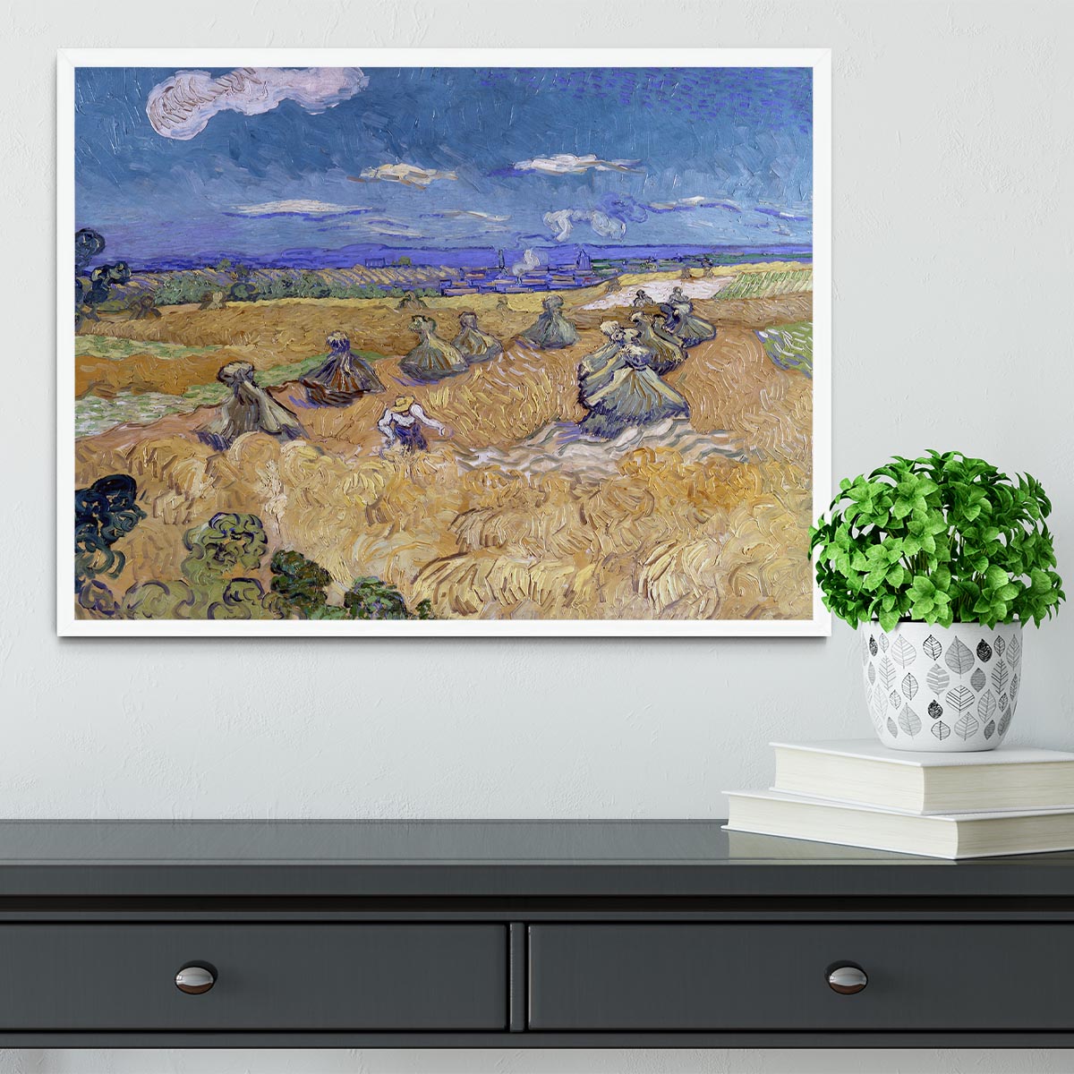 Van Gogh Wheat Fields with Reaper at Auvers Framed Print