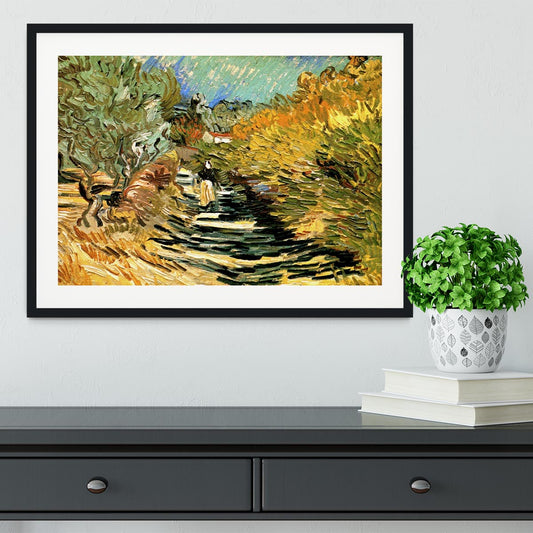 A Road at Saint-Remy with Female Figure by Van Gogh Framed Print