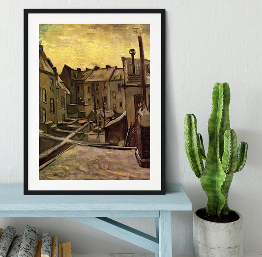 Backyards of Old Houses in Antwerp in the Snow by Van Gogh Framed Print