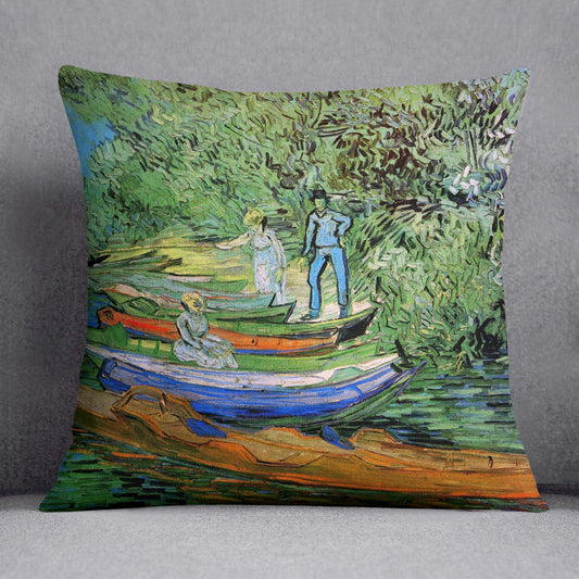 Bank of the Oise at Auvers by Van Gogh Cushion