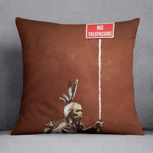 Banksy No Trespassing Cushion