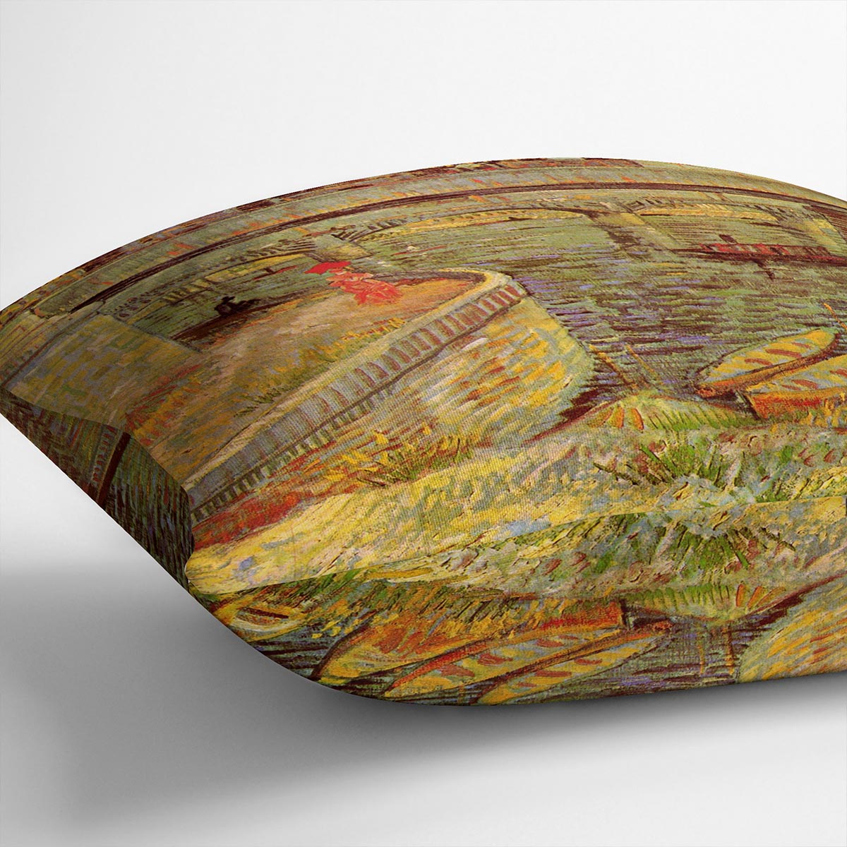 Bridges across the Seine at Asnieres by Van Gogh Cushion