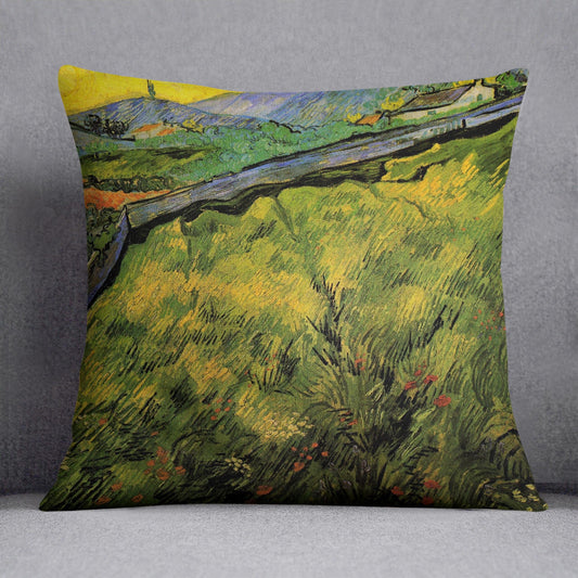 Field of Spring Wheat at Sunrise by Van Gogh Cushion