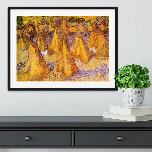 Field with Stacks of Wheat by Van Gogh Framed Print