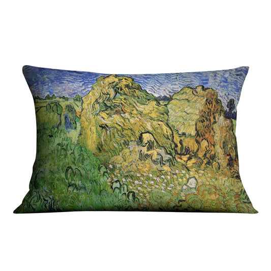 Field with Wheat Stacks by Van Gogh Cushion