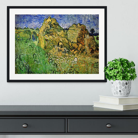Field with Wheat Stacks by Van Gogh Framed Print