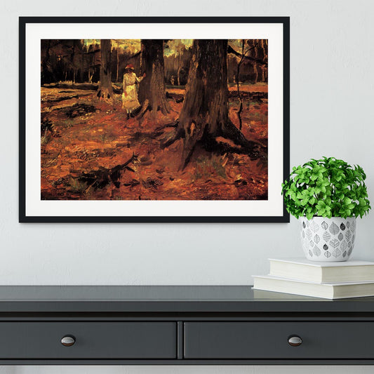 Girl in White in the Woods by Van Gogh Framed Print