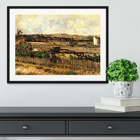 Harvest in Provence at the Left Montmajour by Van Gogh Framed Print