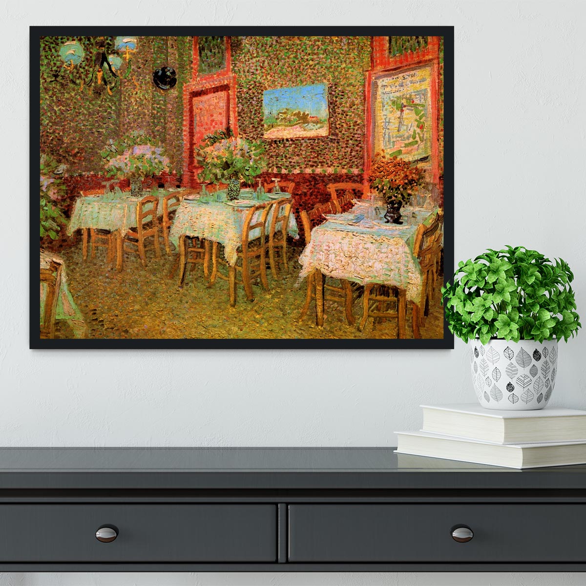 Interior of a restaurant by Van Gogh Framed Print