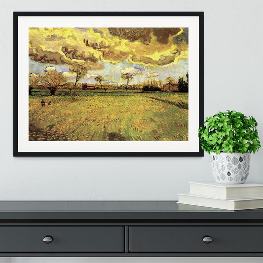 Landscape Under a Stormy Sky by Van Gogh Framed Print