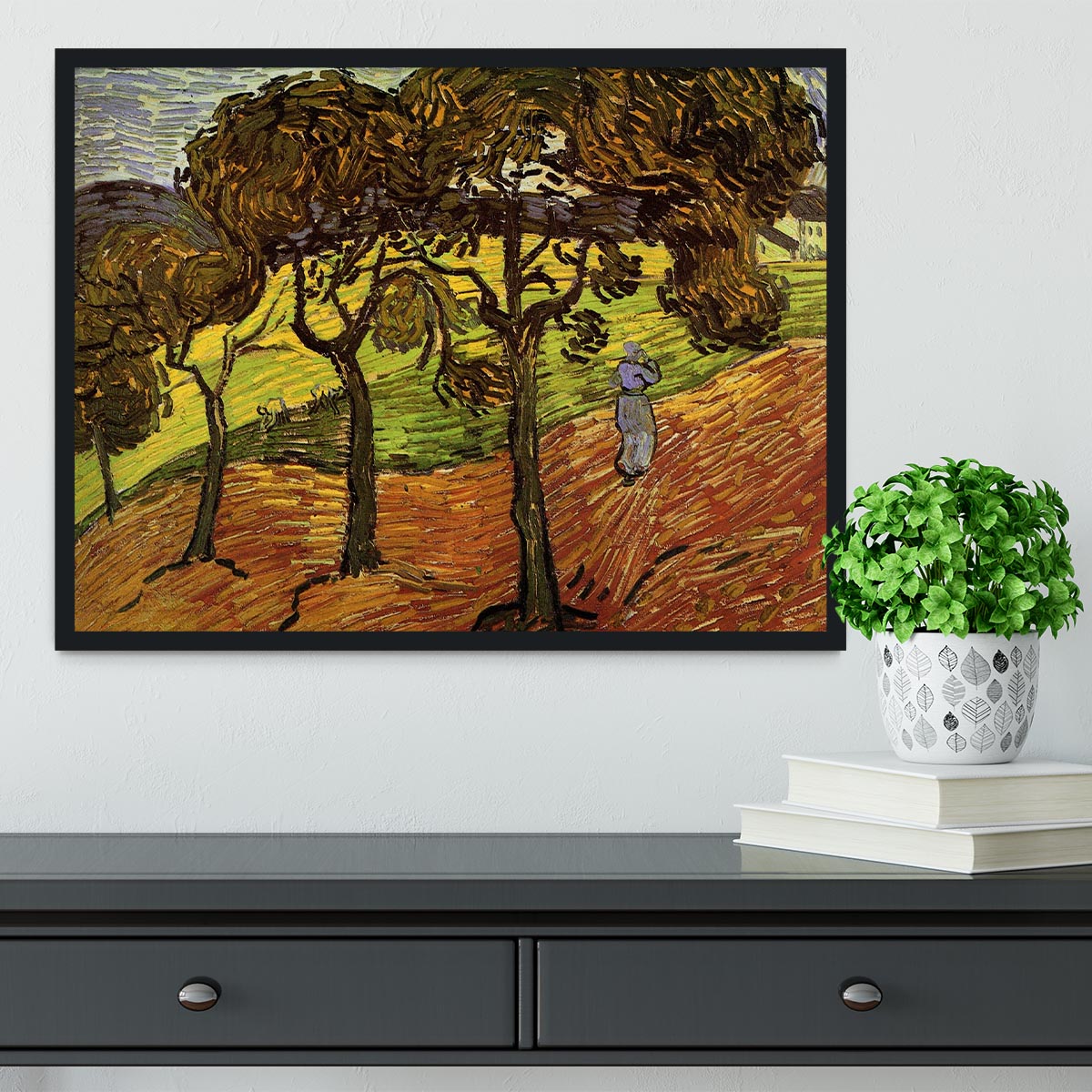 Landscape with Trees and Figures by Van Gogh Framed Print