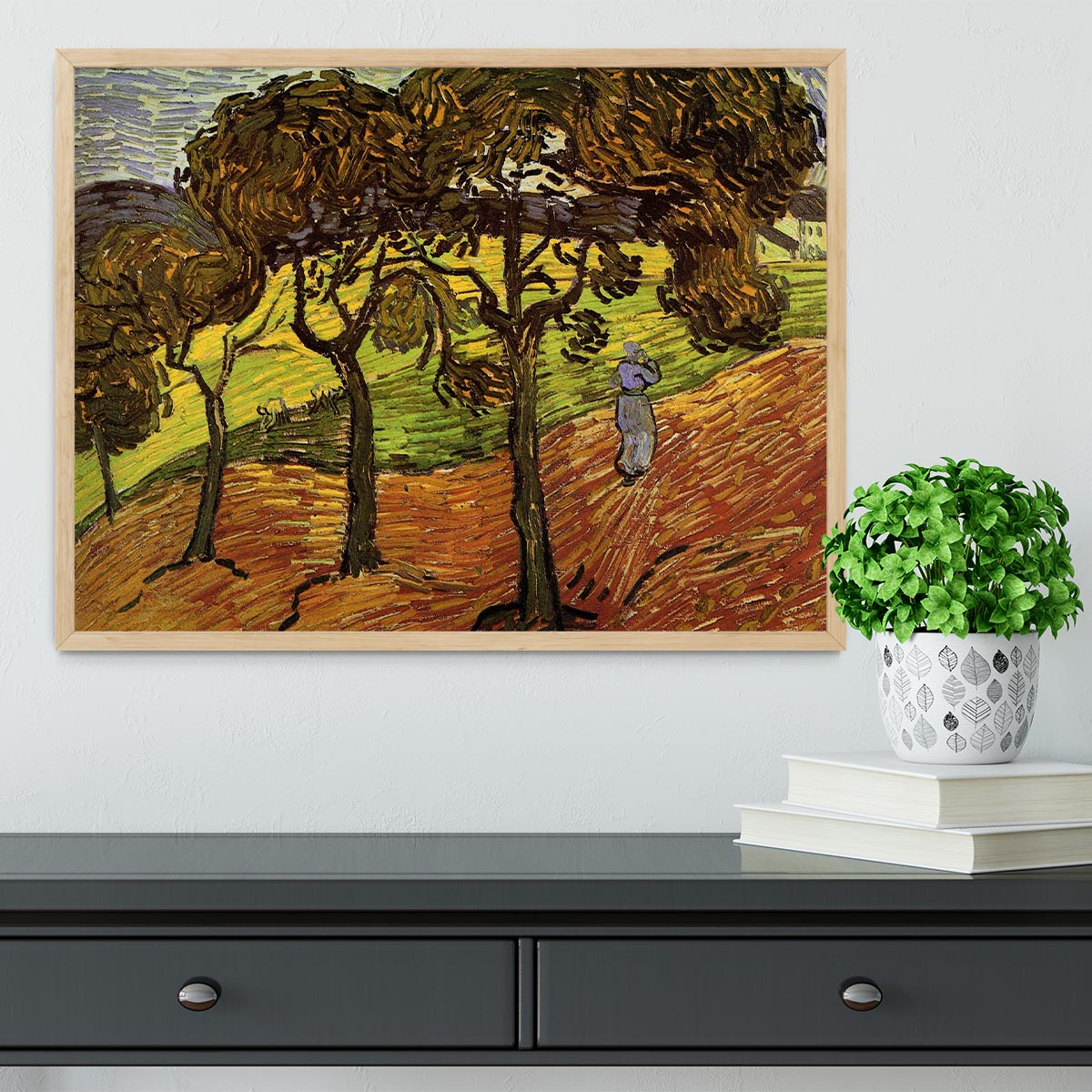 Landscape with Trees and Figures by Van Gogh Framed Print