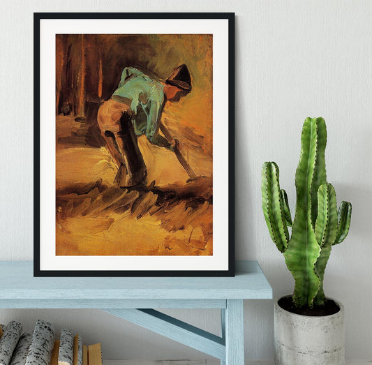 Man Stooping with Stick or Spade by Van Gogh Framed Print