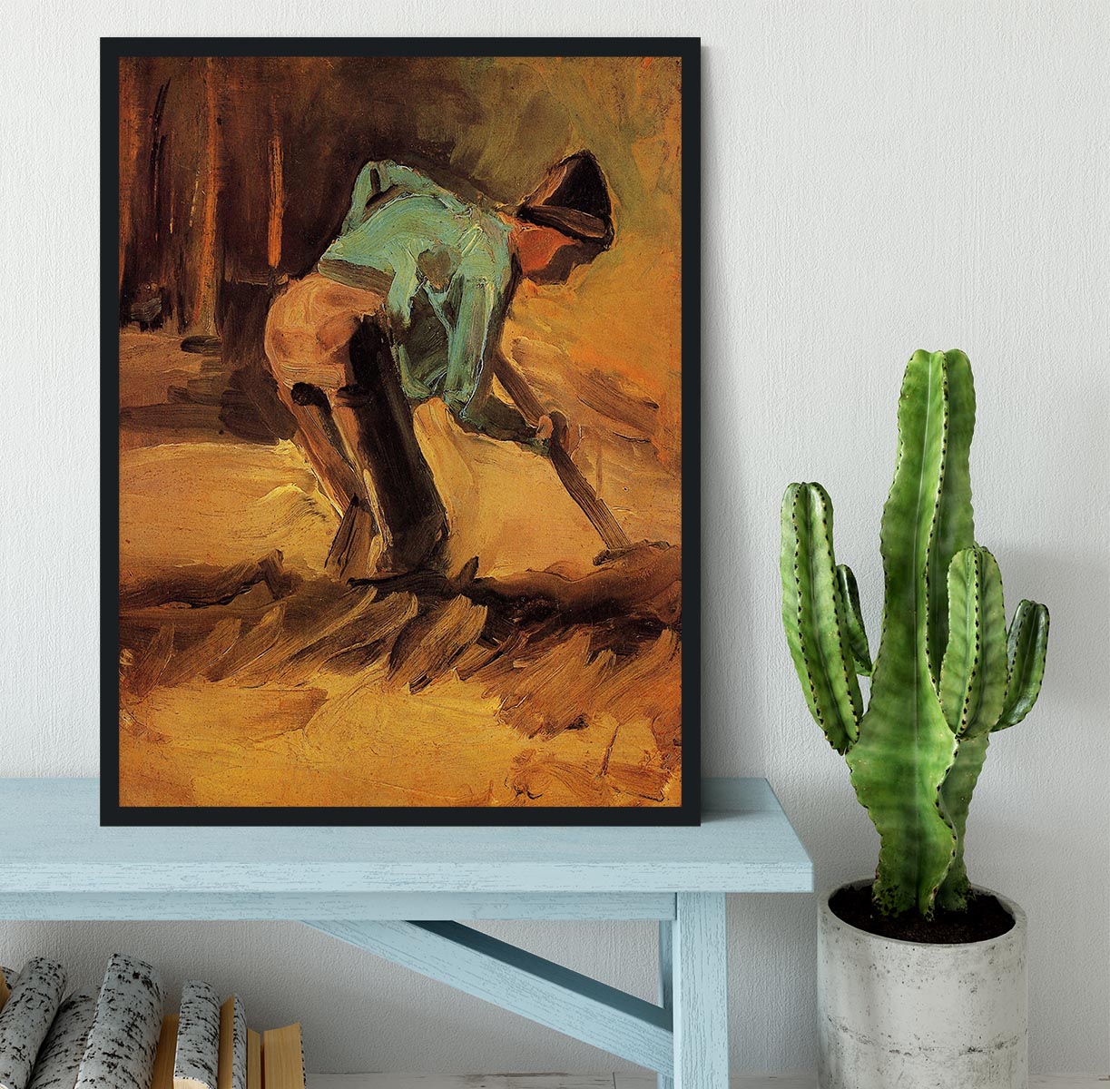 Man Stooping with Stick or Spade by Van Gogh Framed Print