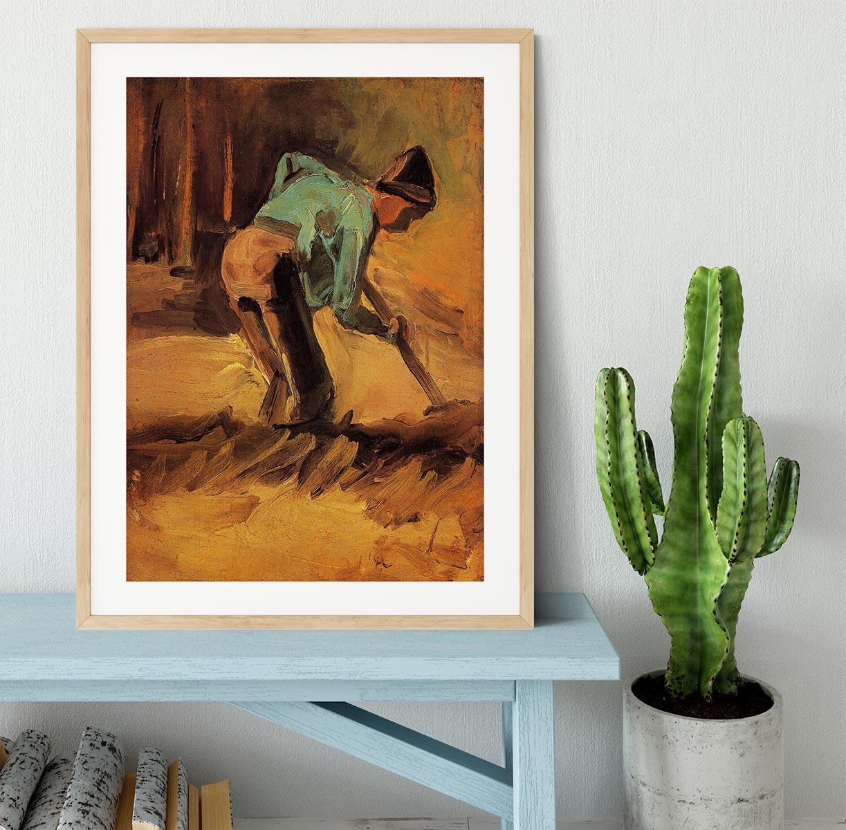 Man Stooping with Stick or Spade by Van Gogh Framed Print
