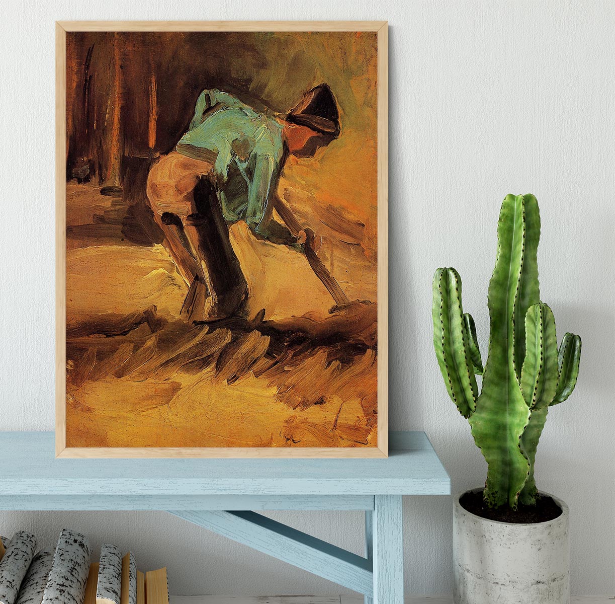 Man Stooping with Stick or Spade by Van Gogh Framed Print