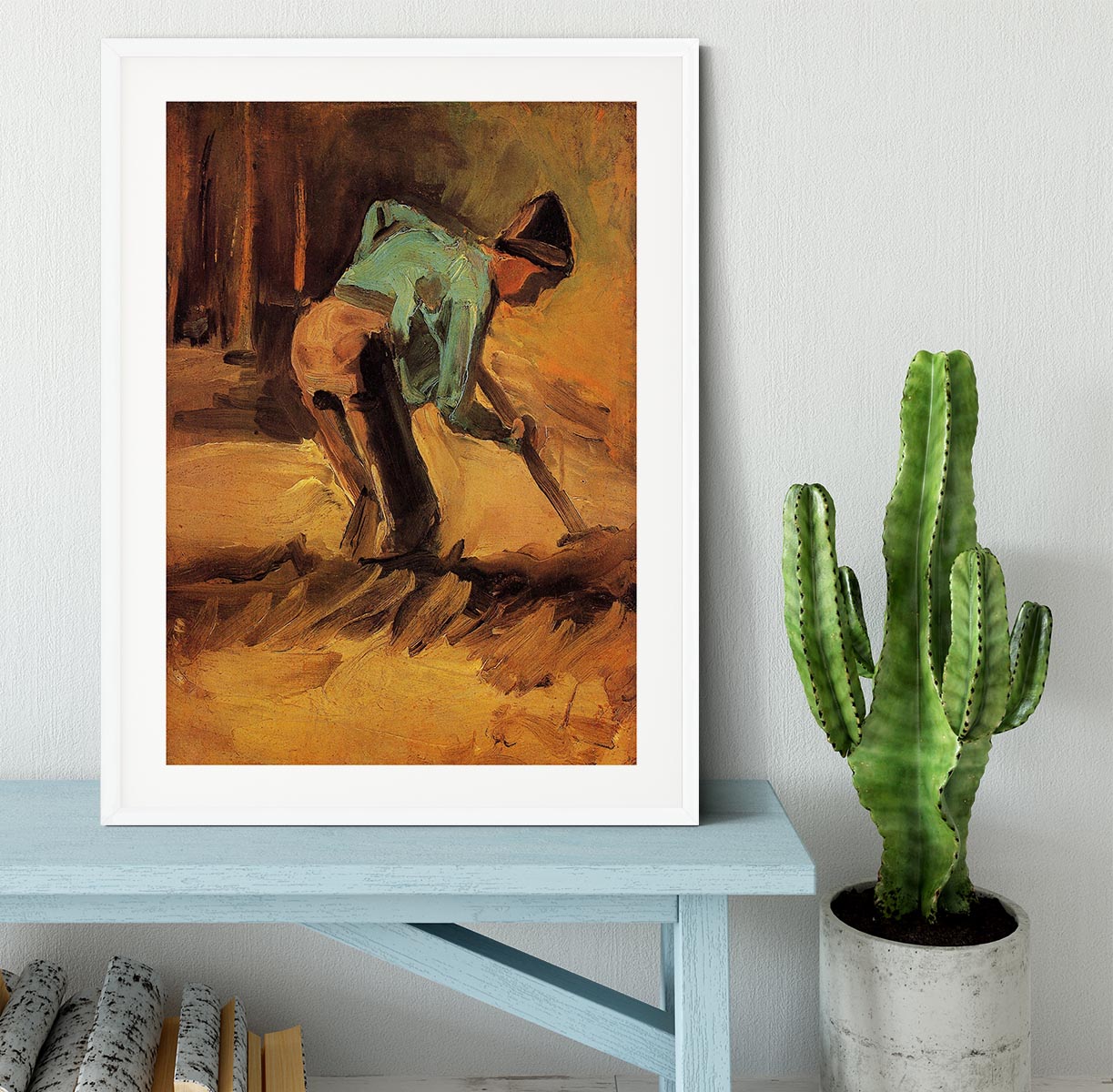 Man Stooping with Stick or Spade by Van Gogh Framed Print
