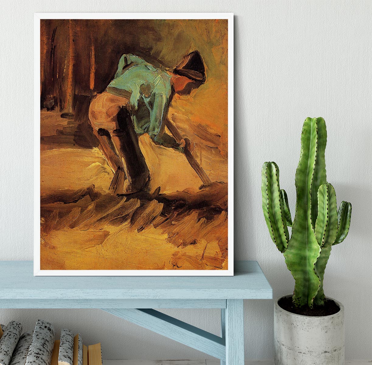 Man Stooping with Stick or Spade by Van Gogh Framed Print