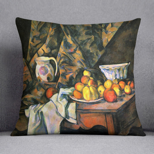 Still life with apples and peaches by Cezanne Cushion