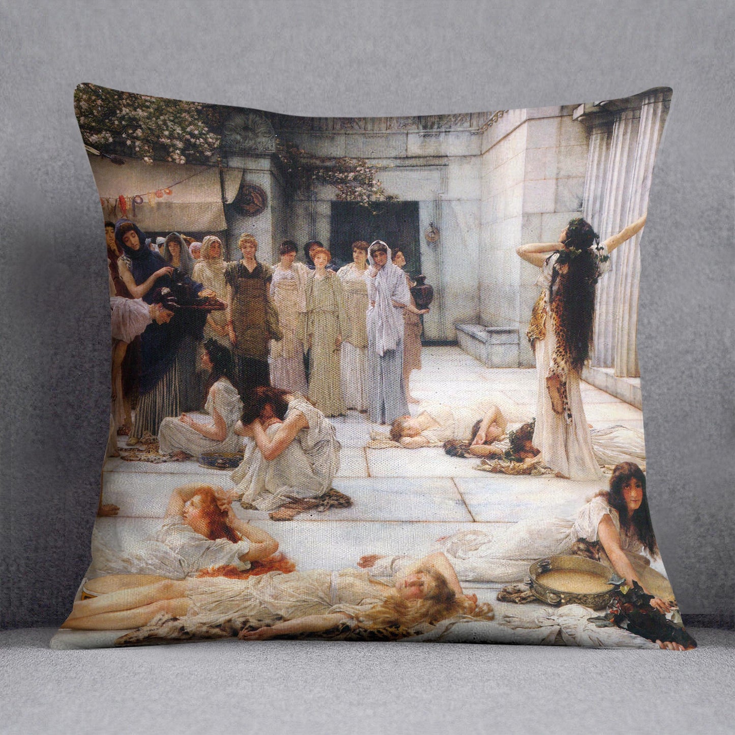 The women of Amphissa detail by Alma Tadema Cushion