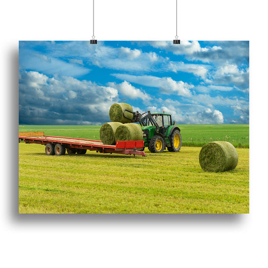 Tractor and trailer with hay bales Canvas Print or Poster