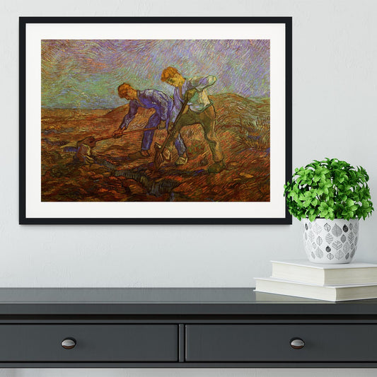 Two Peasants Digging by Van Gogh Framed Print