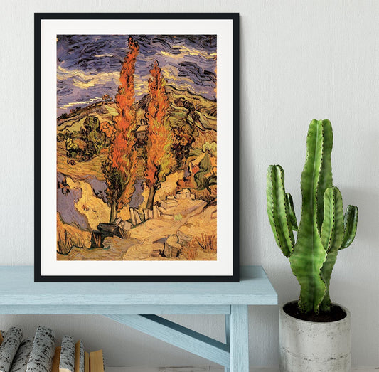 Two Poplars on a Road Through the Hills by Van Gogh Framed Print