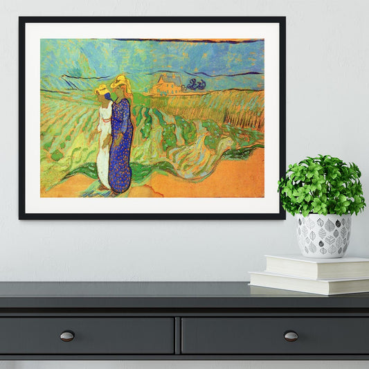 Two Women Crossing the Fields by Van Gogh Framed Print