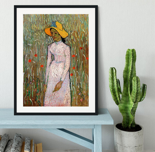 Young Girl Standing Against a Background of Wheat by Van Gogh Framed Print