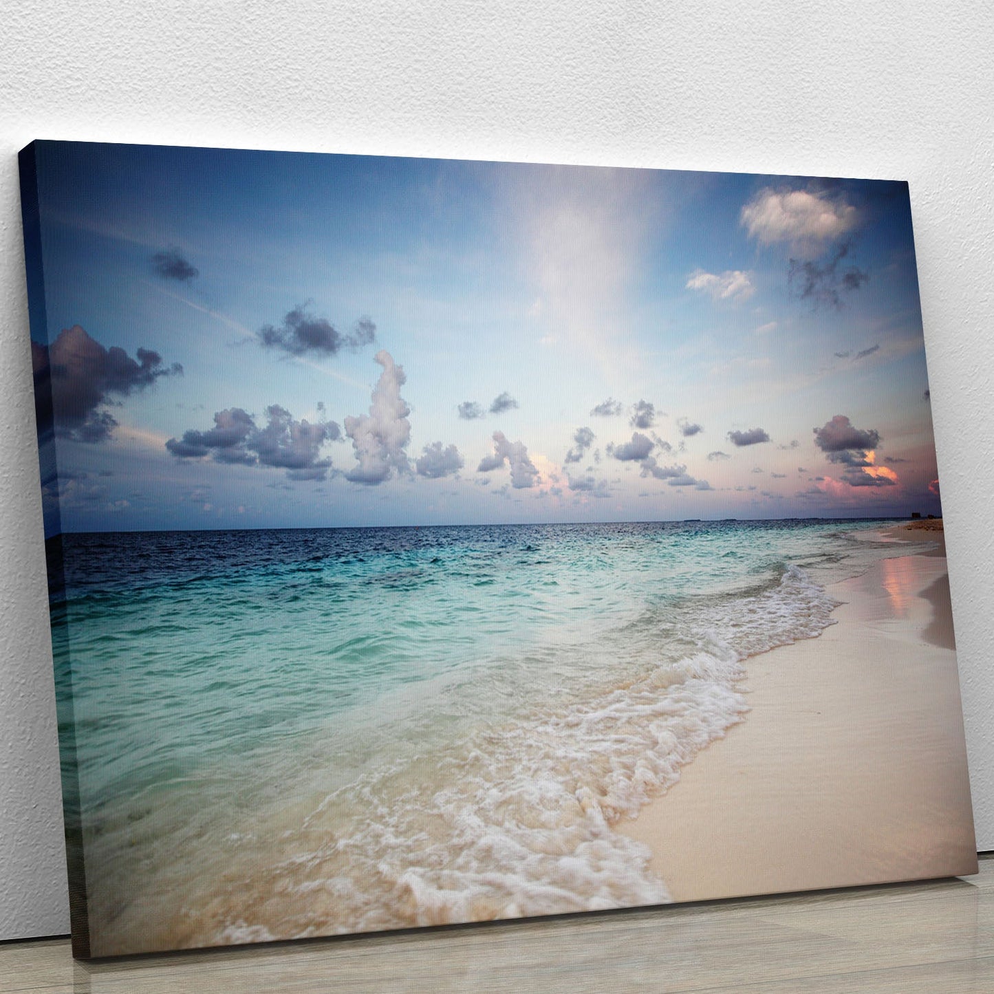 sunset on the sea beach Canvas Print or Poster
